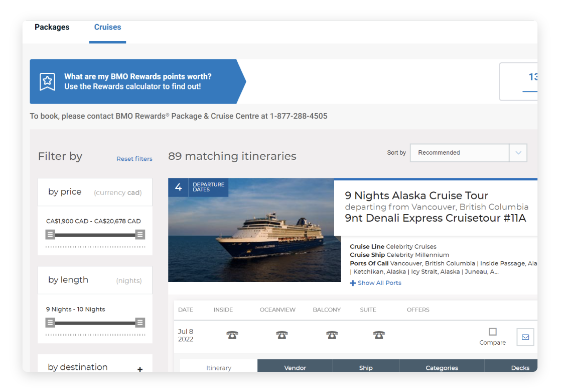 Travel cruise package results